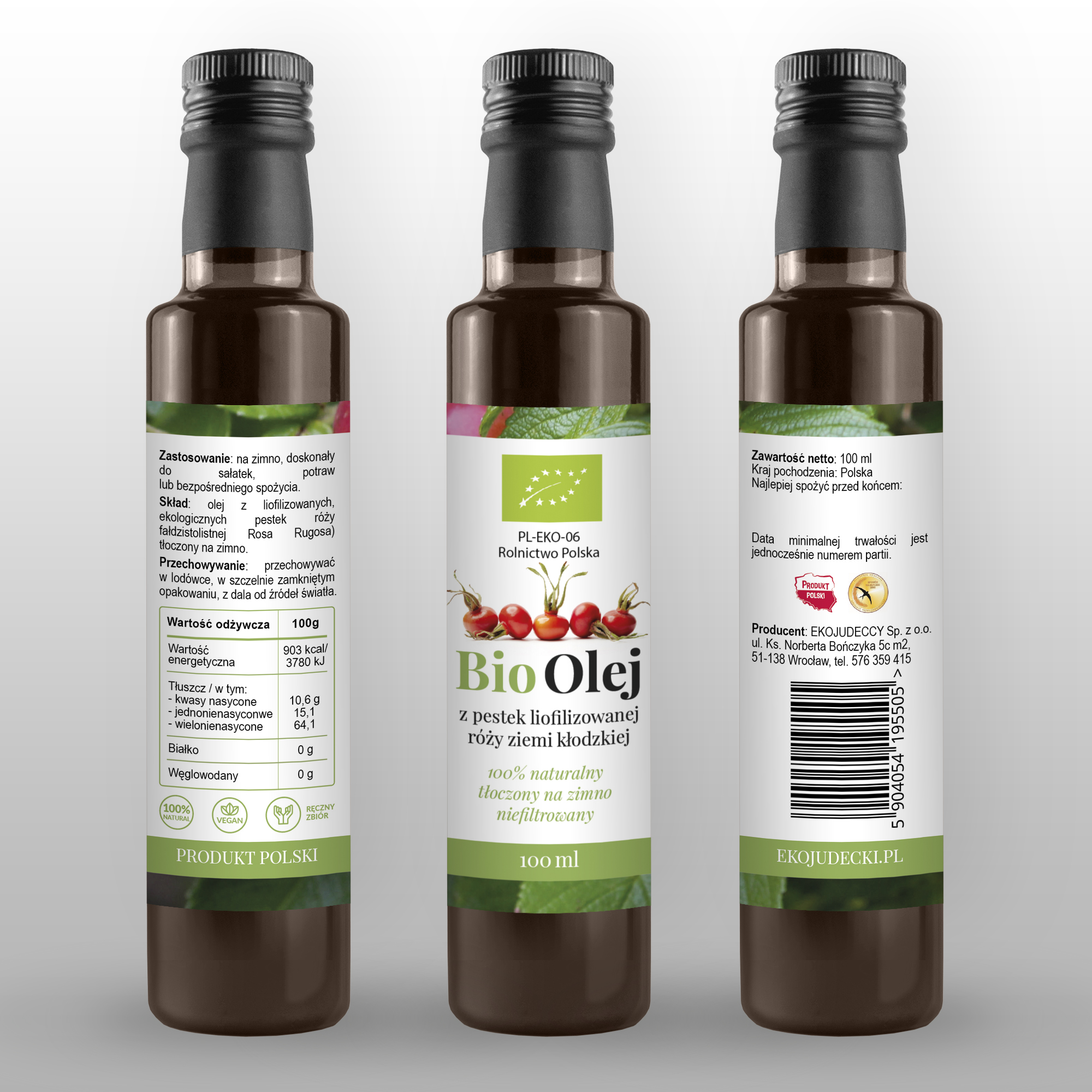 Projekt graficzny etykiety na butelkę